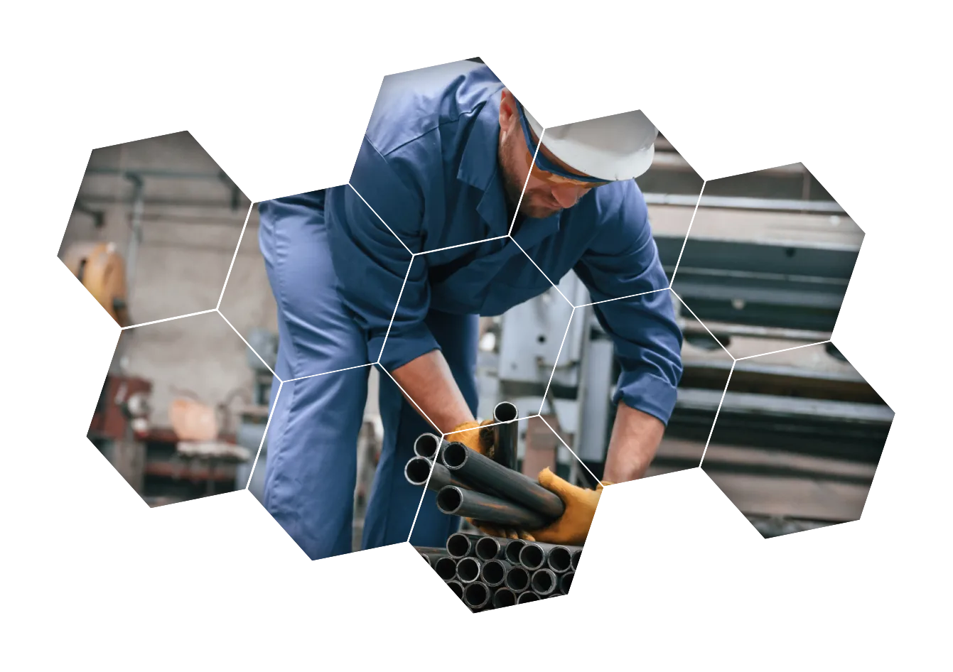 tuyauteur polonaise en train de ramasser des tubes métalliques